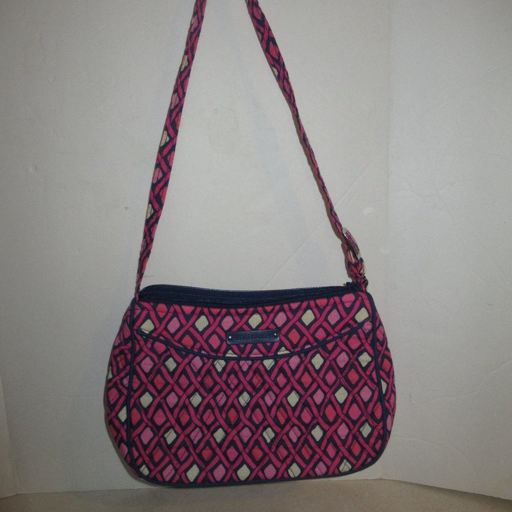 Vera Bradley Crossbody Diamond Pink Blue EUC
